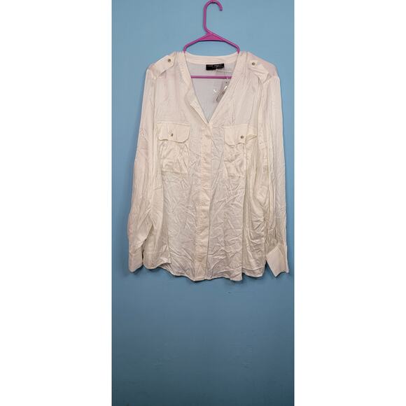 Lane Bryant size 18 White Button up with pockets NEW - Picture 1 of 4